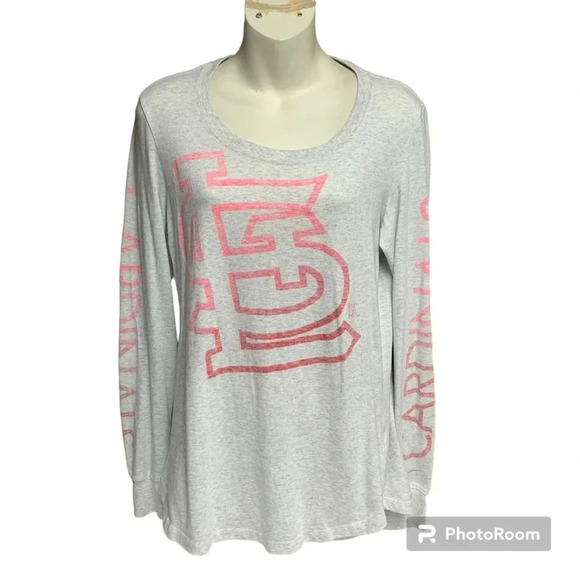 Nike MLB St Louis Cardinals long sleeve T-shirt size XL light gray/pink - Picture 1 of 6